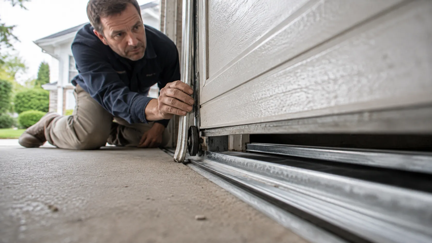 Garage door detail illustrating weather seals and draughts on costa mesa garage doors