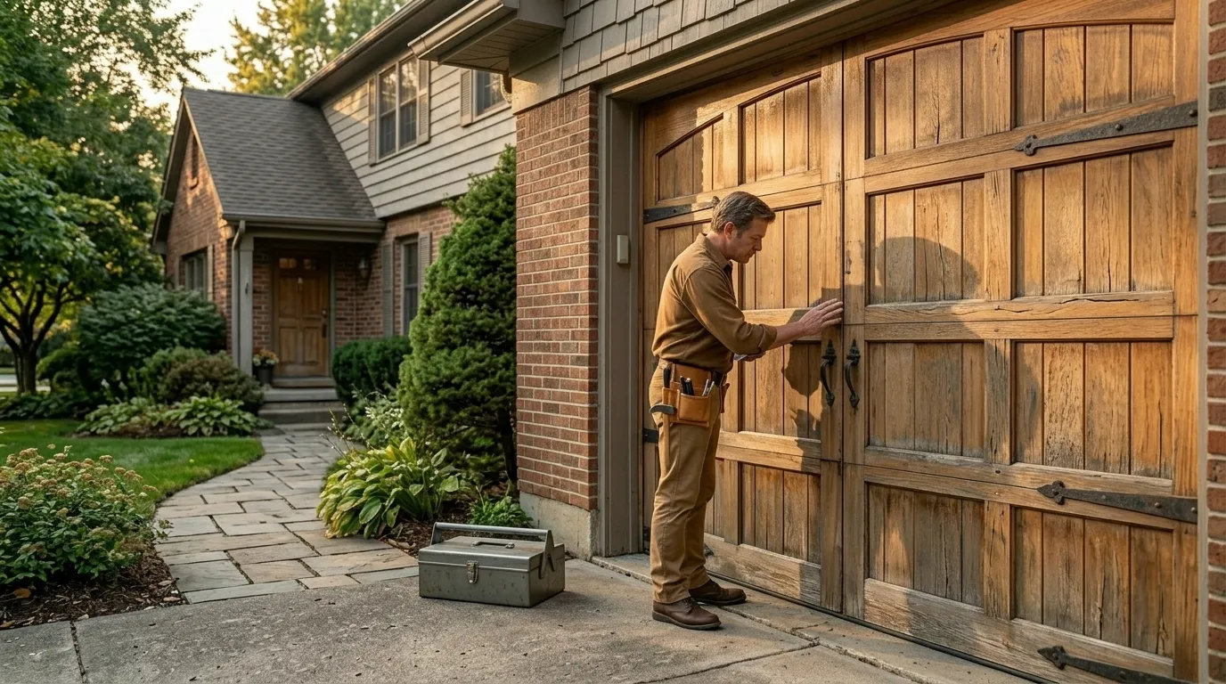 Garage door detail illustrating is your old costa mesa garage door worth fixing?