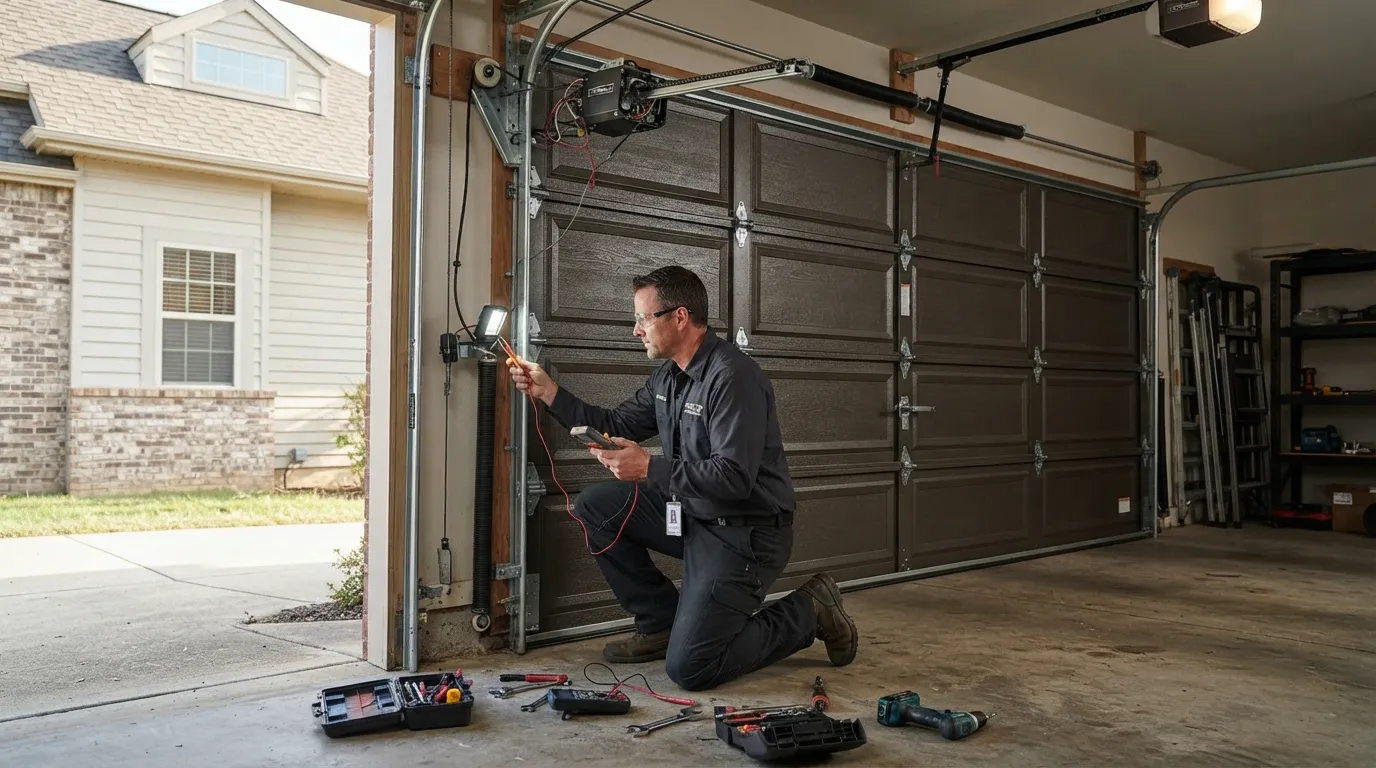 Garage door detail illustrating openers and power cuts in costa mesa garages